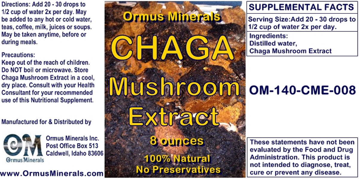 Ormus Minerals CHAGA Mushroom Extract 8 oz