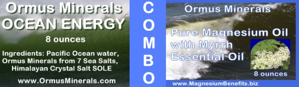 Combo Set Ormus Minerals Ocean Energy & PURE Magnesium Oil with Myrrh Essential Oil 8 oz