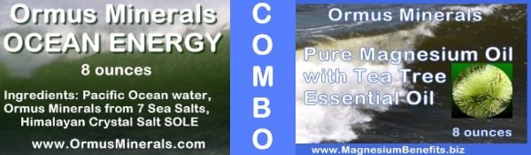 Combo Set Ormus Minerals Ocean Energy & PURE Magnesium Oil with Tea Tree Essential Oil 8 oz