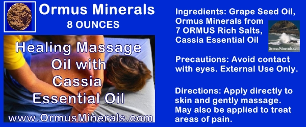 Ormus Minerals Healing Massage Oil With Cassia Essential Oil 8 oz