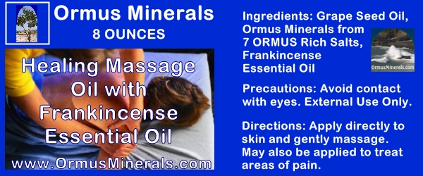 Ormus Minerals Healing Massage Oil With Frankincense Essential Oil